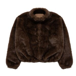 Yeezy WJ-01  Plush Brown Faux-Fur Cropped Jacket